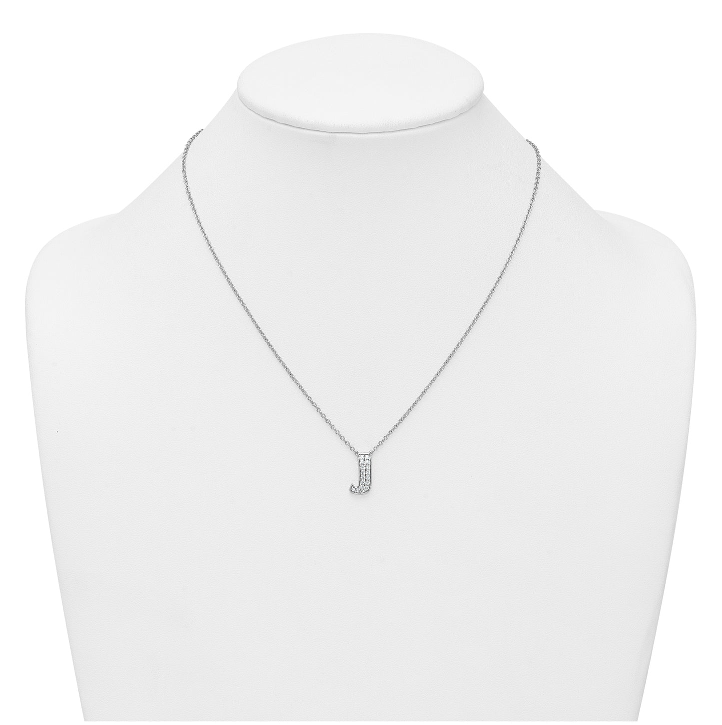 14k White Gold Lab Grown Diamond VS+ F+ Complete Letter 18 inch Initial Necklace
