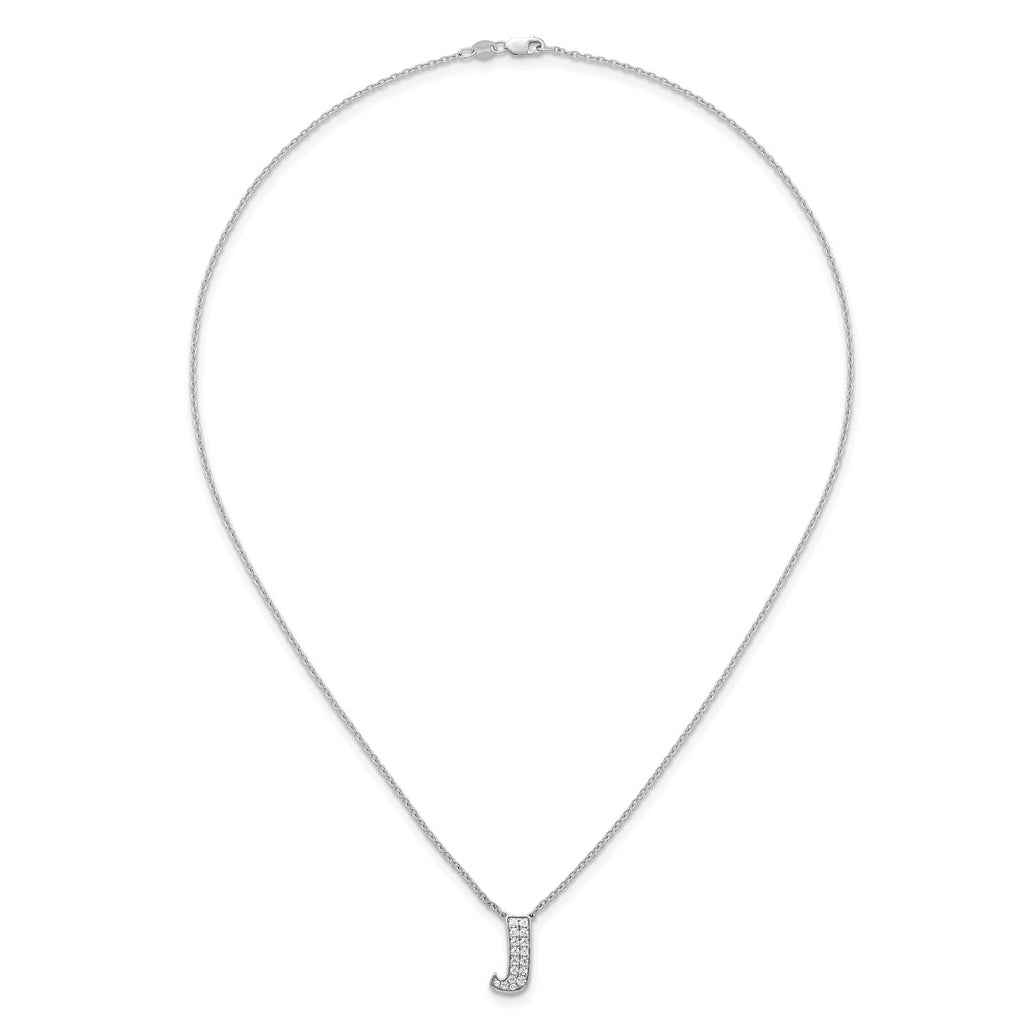 14k White Gold Lab Grown Diamond VS+ F+ Complete Letter 18 inch Initial Necklace
