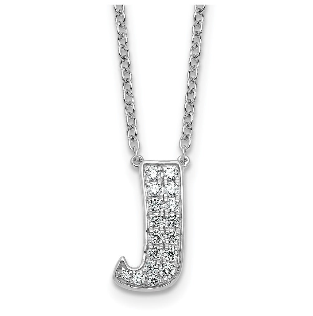 14k White Gold Lab Grown Diamond VS+ F+ Complete Letter 18 inch Initial Necklace