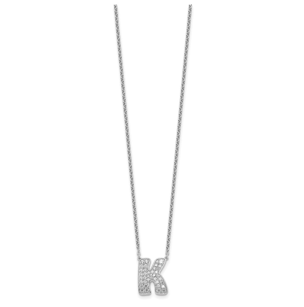 14k White Gold Lab Grown Diamond VS+ F+ Complete Letter 18 inch Initial Necklace