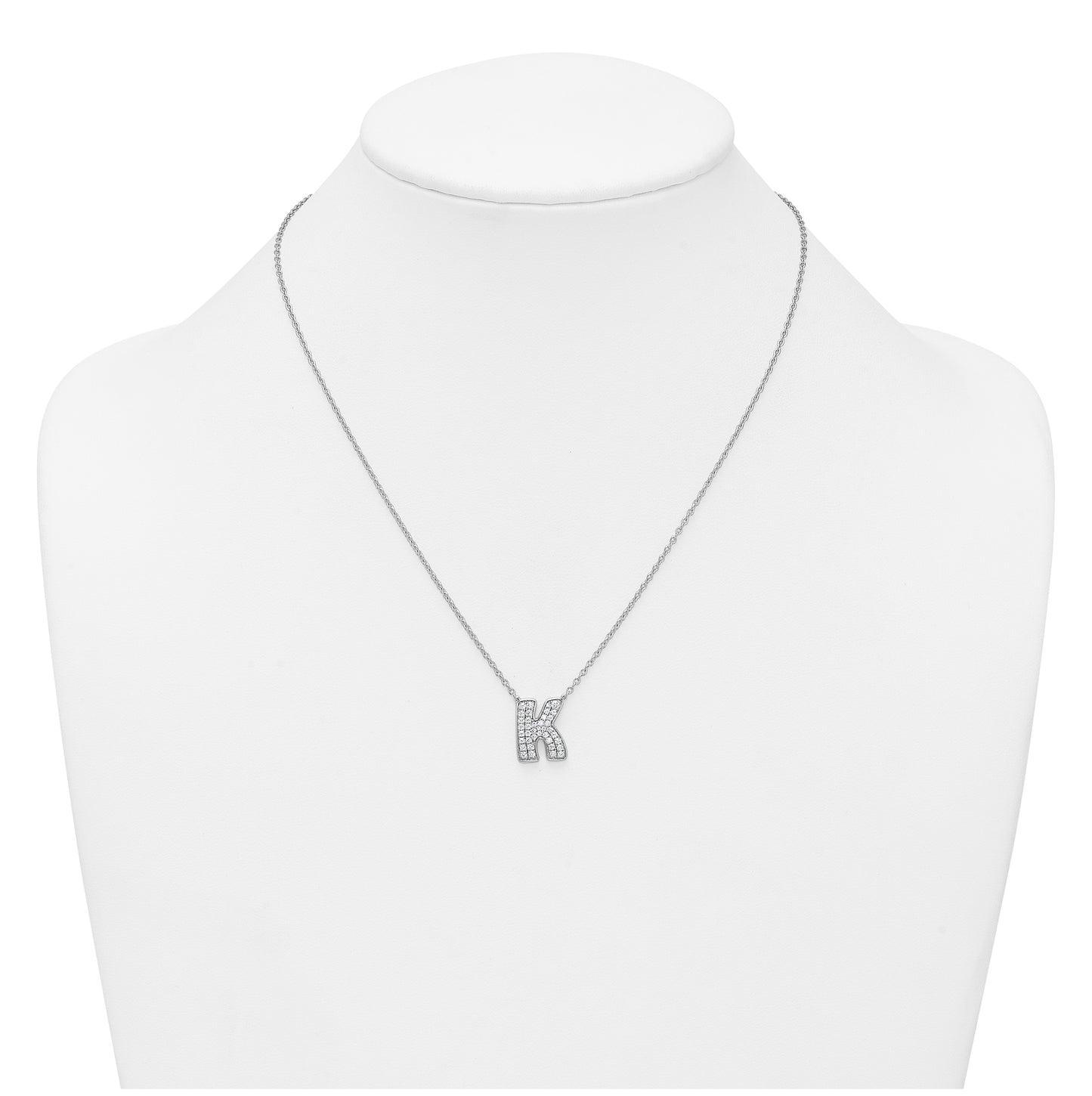 14k White Gold Lab Grown Diamond VS+ F+ Complete Letter 18 inch Initial Necklace