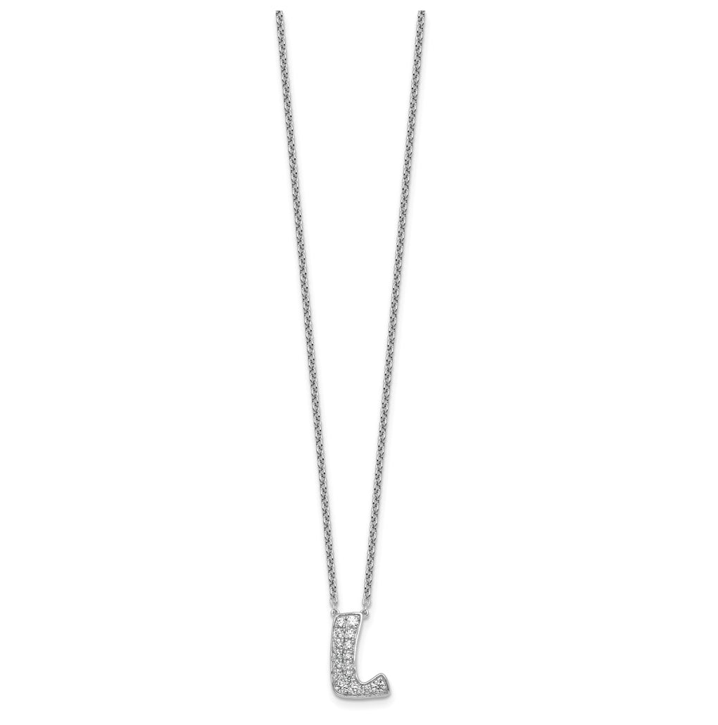 14k White Gold Lab Grown Diamond VS+ F+ Complete Letter 18 inch Initial Necklace