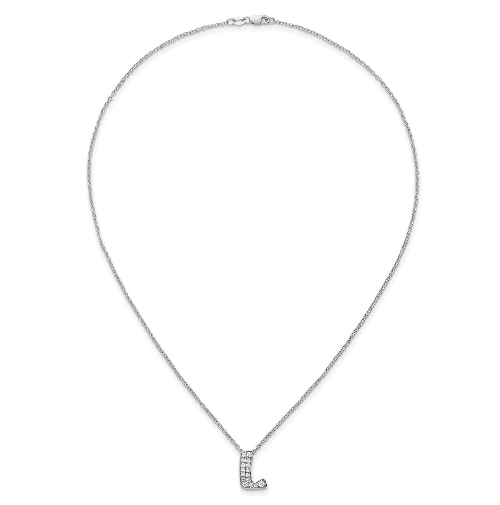 14k White Gold Lab Grown Diamond VS+ F+ Complete Letter 18 inch Initial Necklace