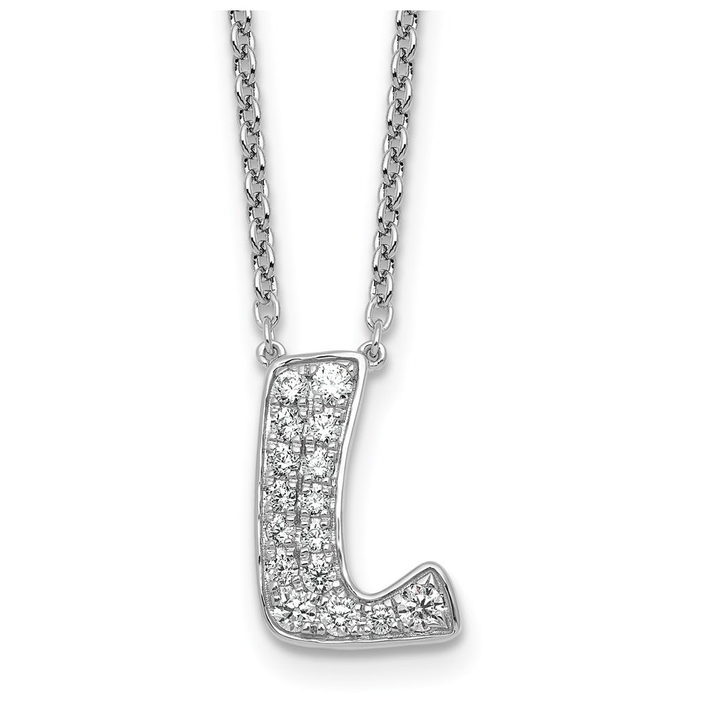 14k White Gold Lab Grown Diamond VS+ F+ Complete Letter 18 inch Initial Necklace