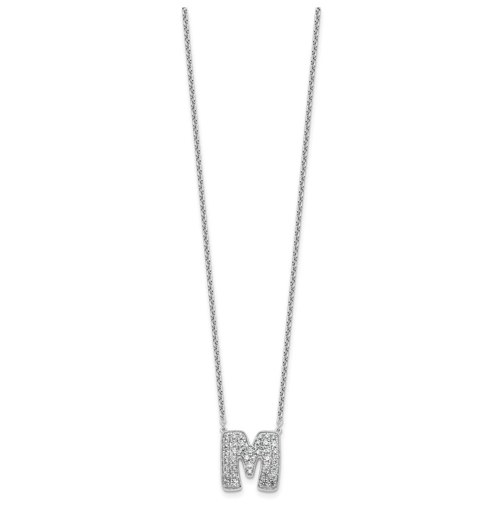 14k White Gold Lab Grown Diamond VS+ F+ Complete Letter 18 inch Initial Necklace