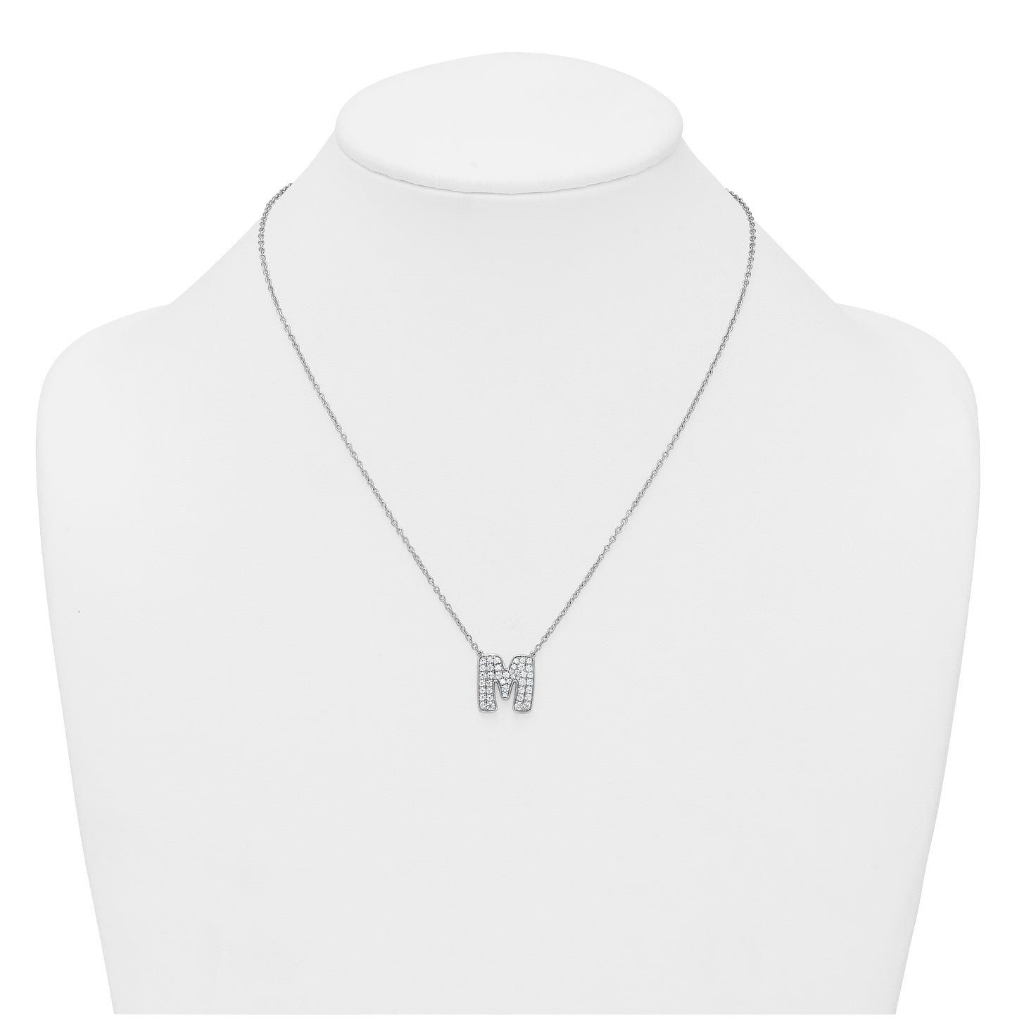 14k White Gold Lab Grown Diamond VS+ F+ Complete Letter 18 inch Initial Necklace
