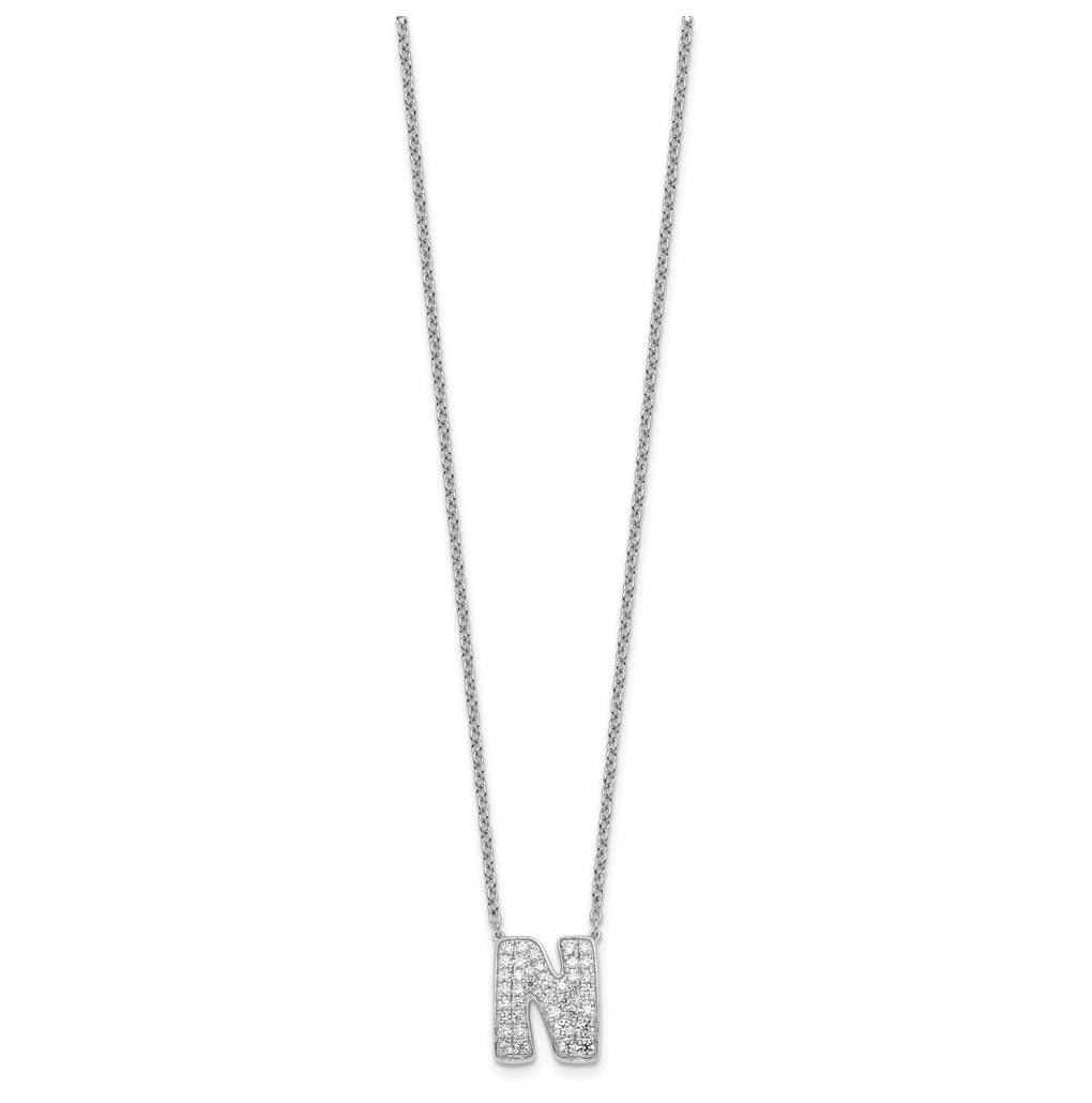14k White Gold Lab Grown Diamond VS+ F+ Complete Letter 18 inch Initial Necklace