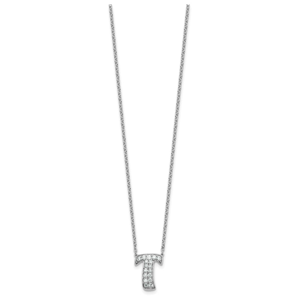 14k White Gold Lab Grown Diamond VS+ F+ Complete Letter 18 inch Initial Necklace
