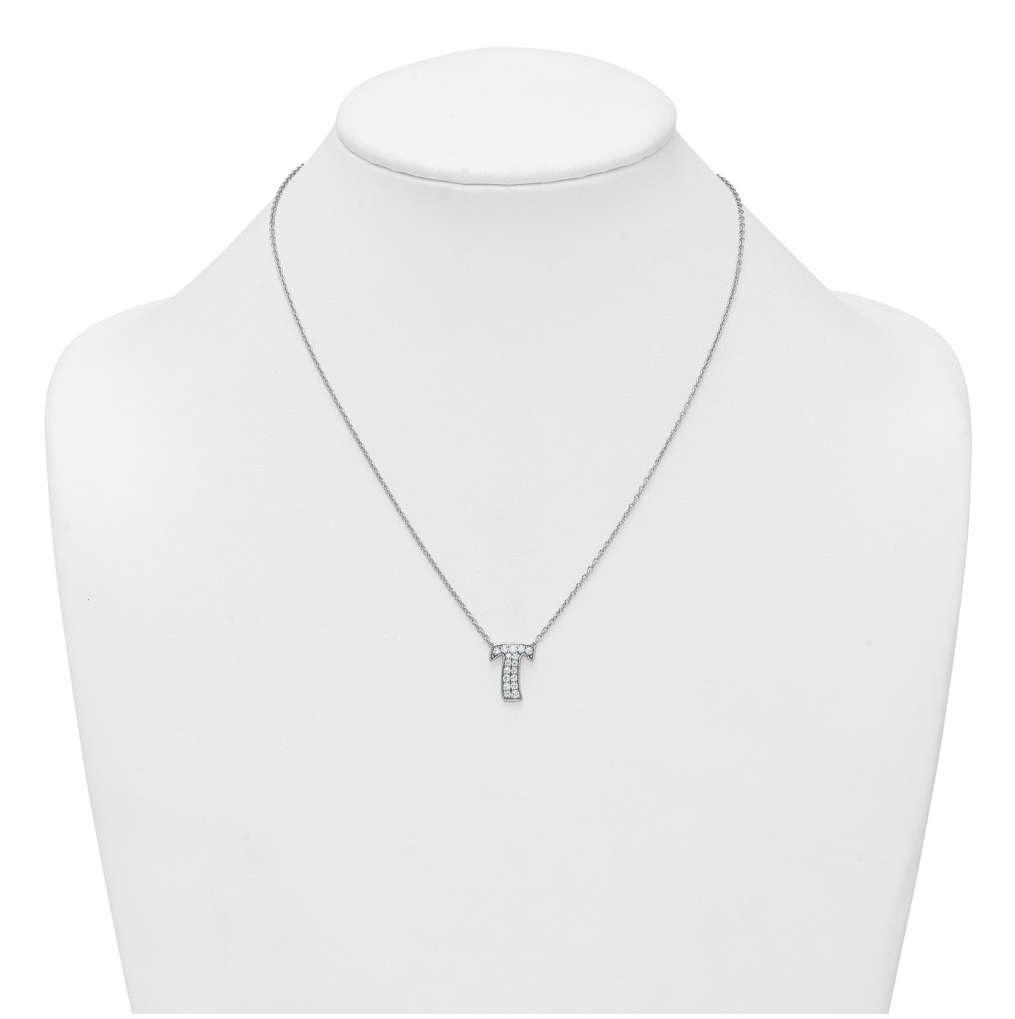 14k White Gold Lab Grown Diamond VS+ F+ Complete Letter 18 inch Initial Necklace