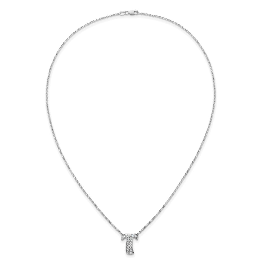 14k White Gold Lab Grown Diamond VS+ F+ Complete Letter 18 inch Initial Necklace
