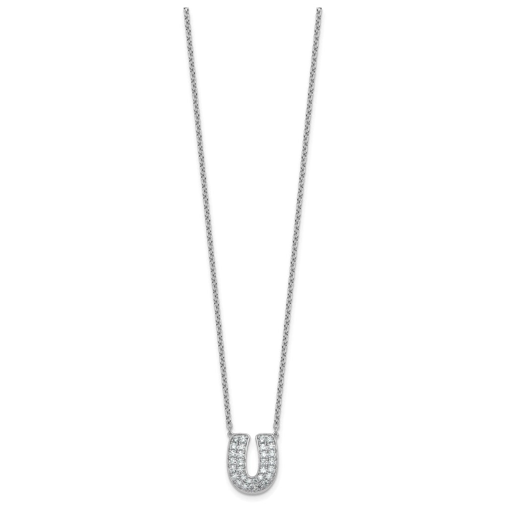 14k White Gold Lab Grown Diamond VS+ F+ Complete Letter 18 inch Initial Necklace