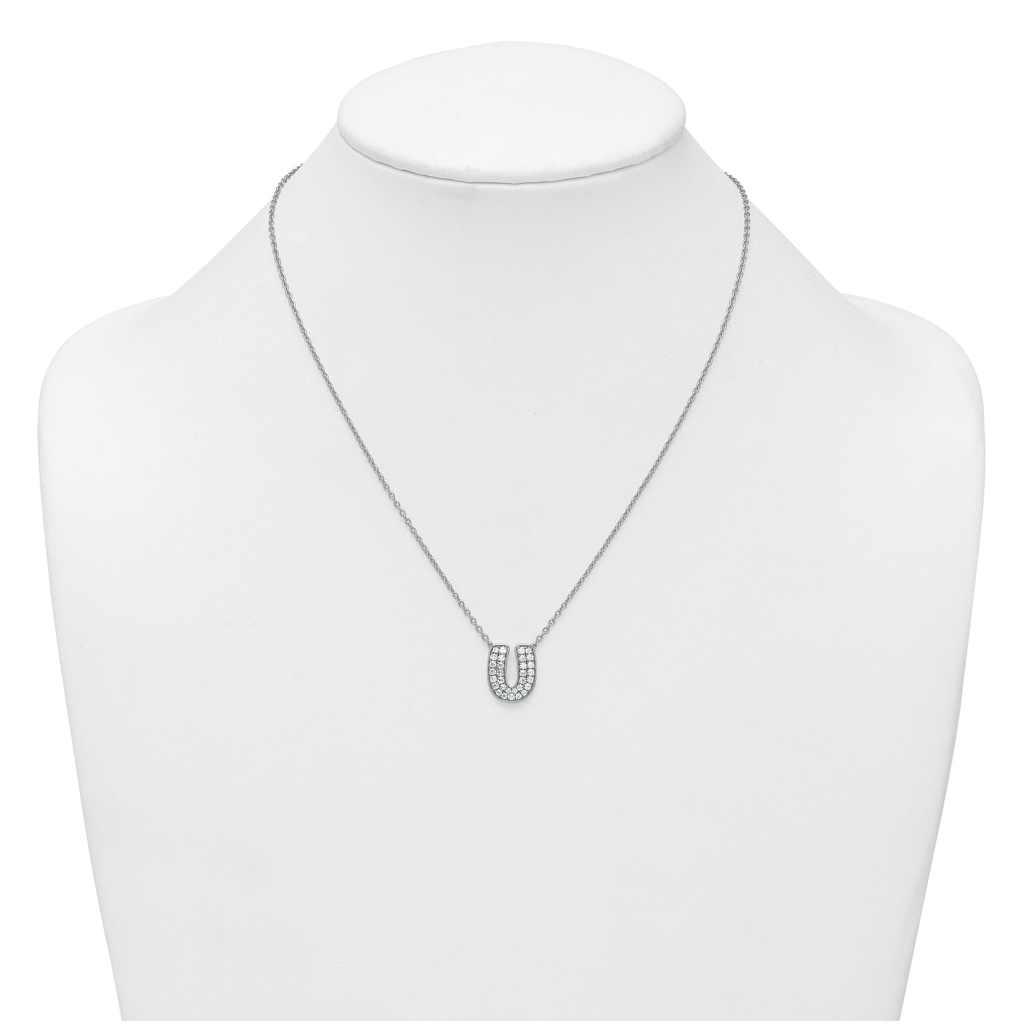 14k White Gold Lab Grown Diamond VS+ F+ Complete Letter 18 inch Initial Necklace