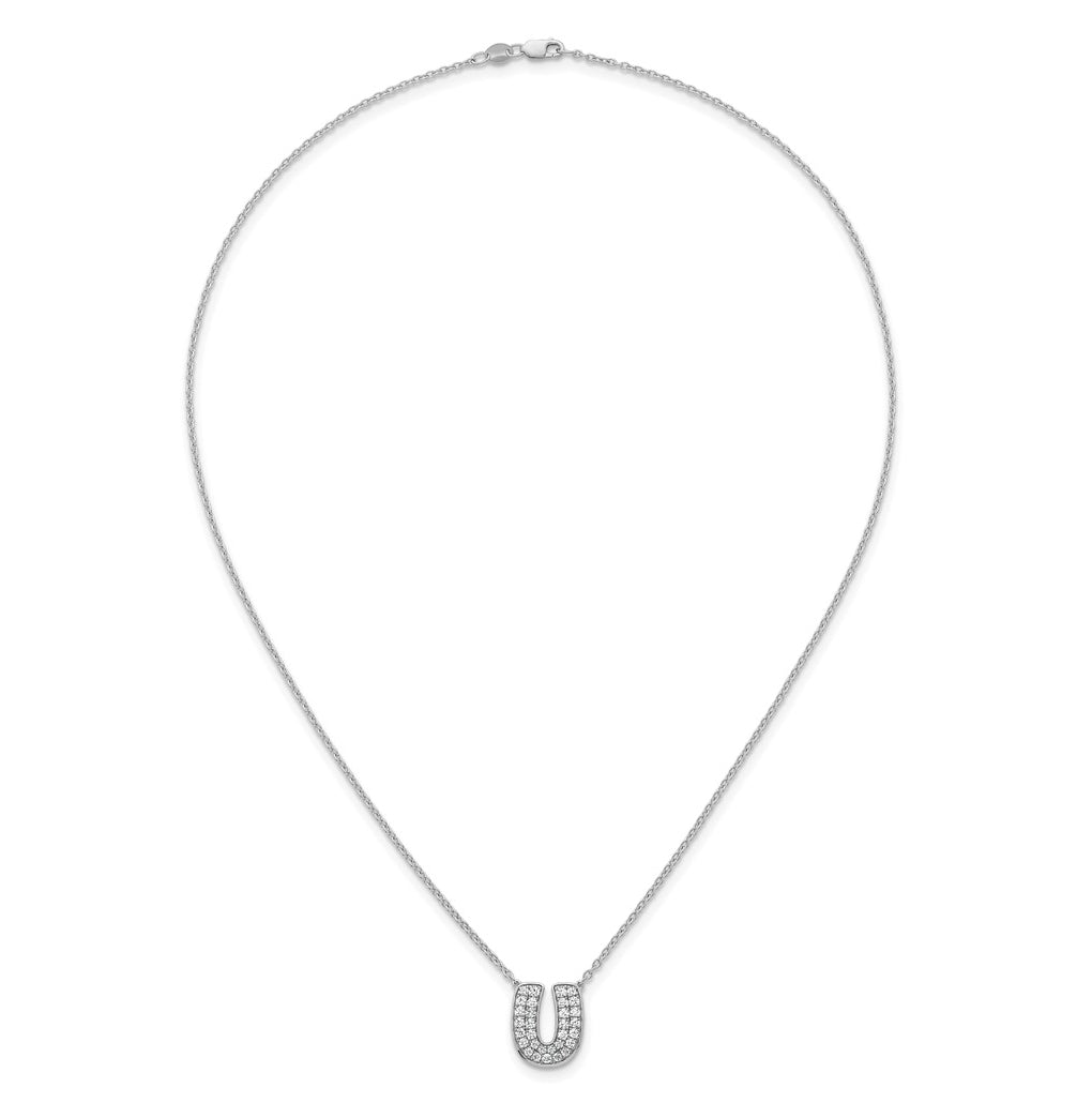 14k White Gold Lab Grown Diamond VS+ F+ Complete Letter 18 inch Initial Necklace