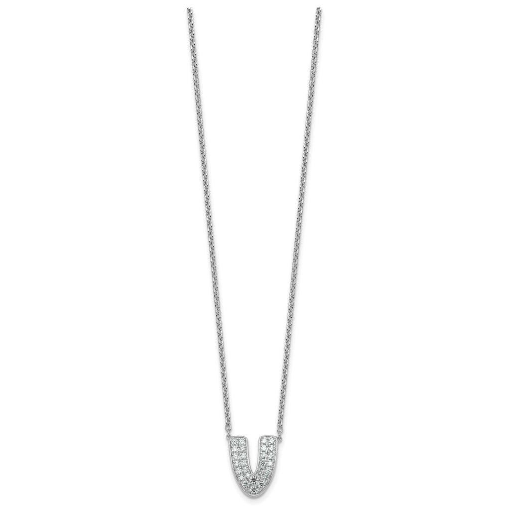 14k White Gold Lab Grown Diamond VS+ F+ Complete Letter 18 inch Initial Necklace