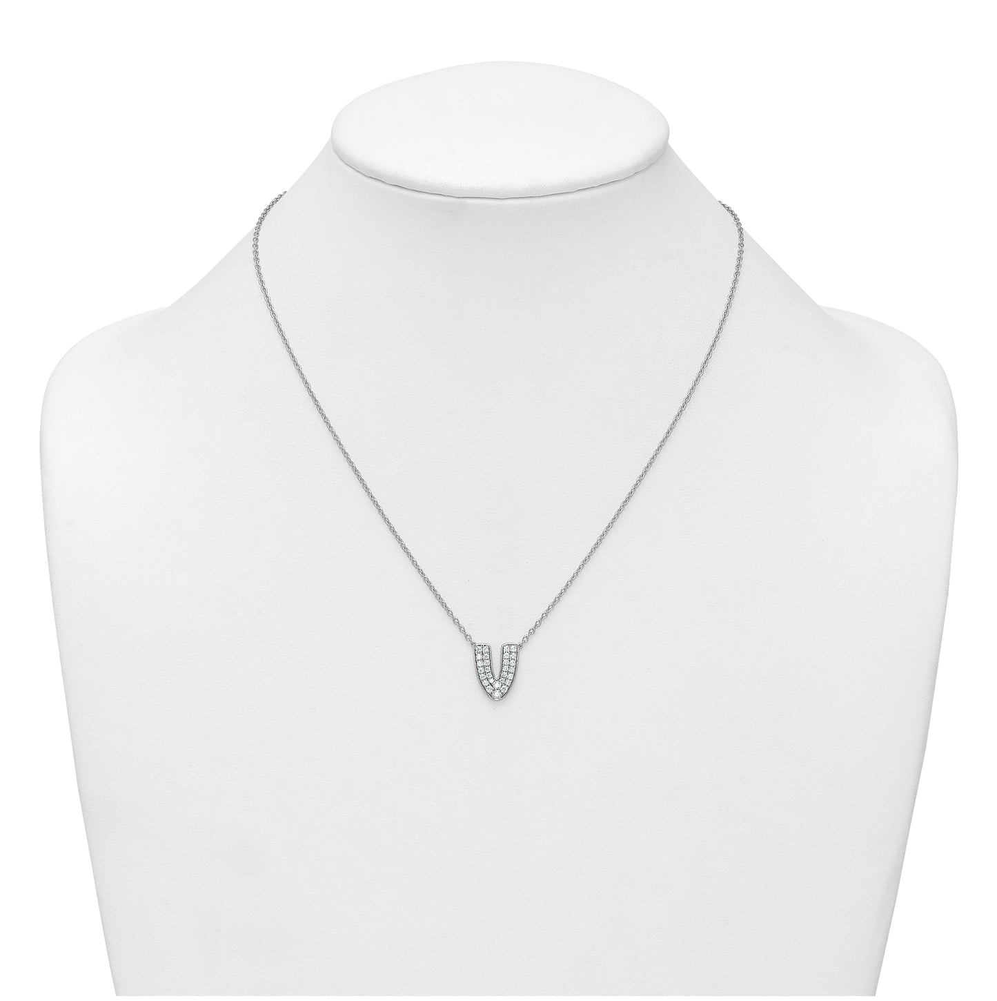 14k White Gold Lab Grown Diamond VS+ F+ Complete Letter 18 inch Initial Necklace
