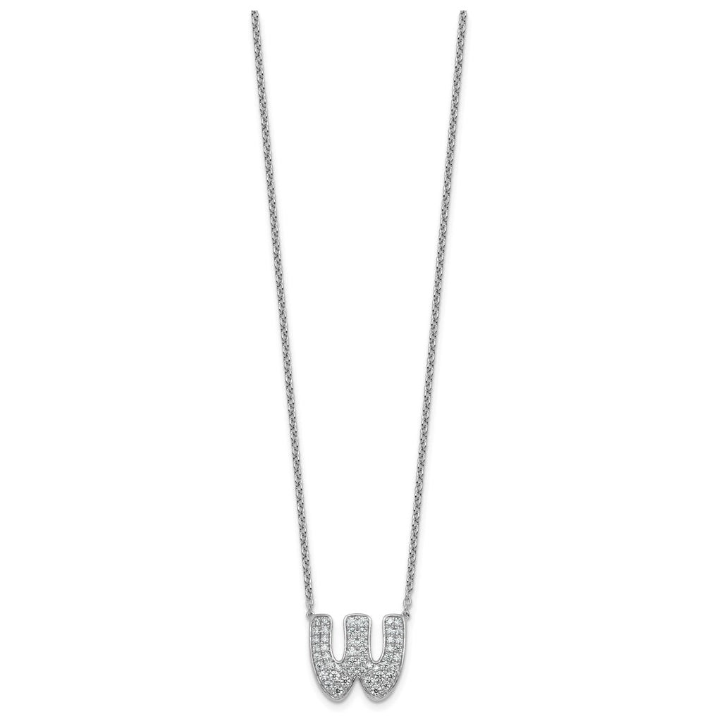 14k White Gold Lab Grown Diamond VS+ F+ Complete Letter 18 inch Initial Necklace