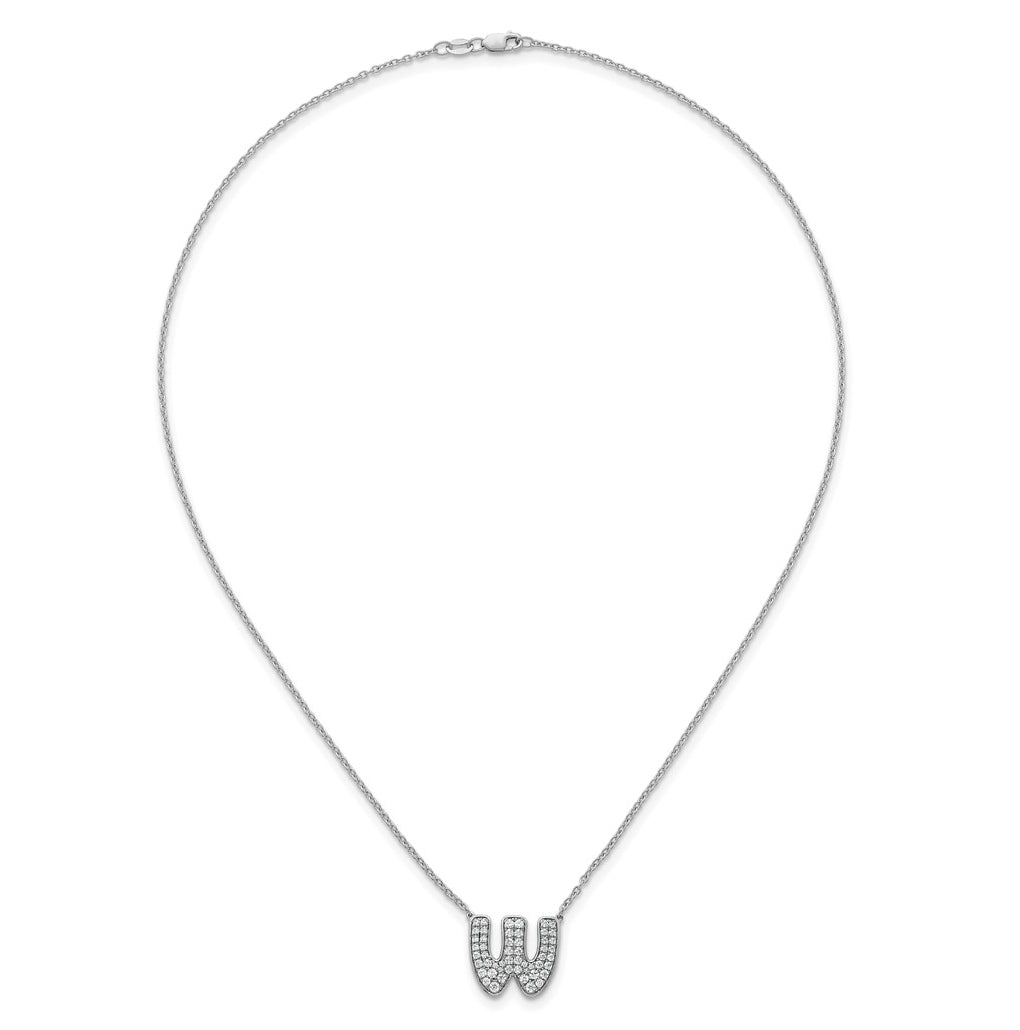 14k White Gold Lab Grown Diamond VS+ F+ Complete Letter 18 inch Initial Necklace