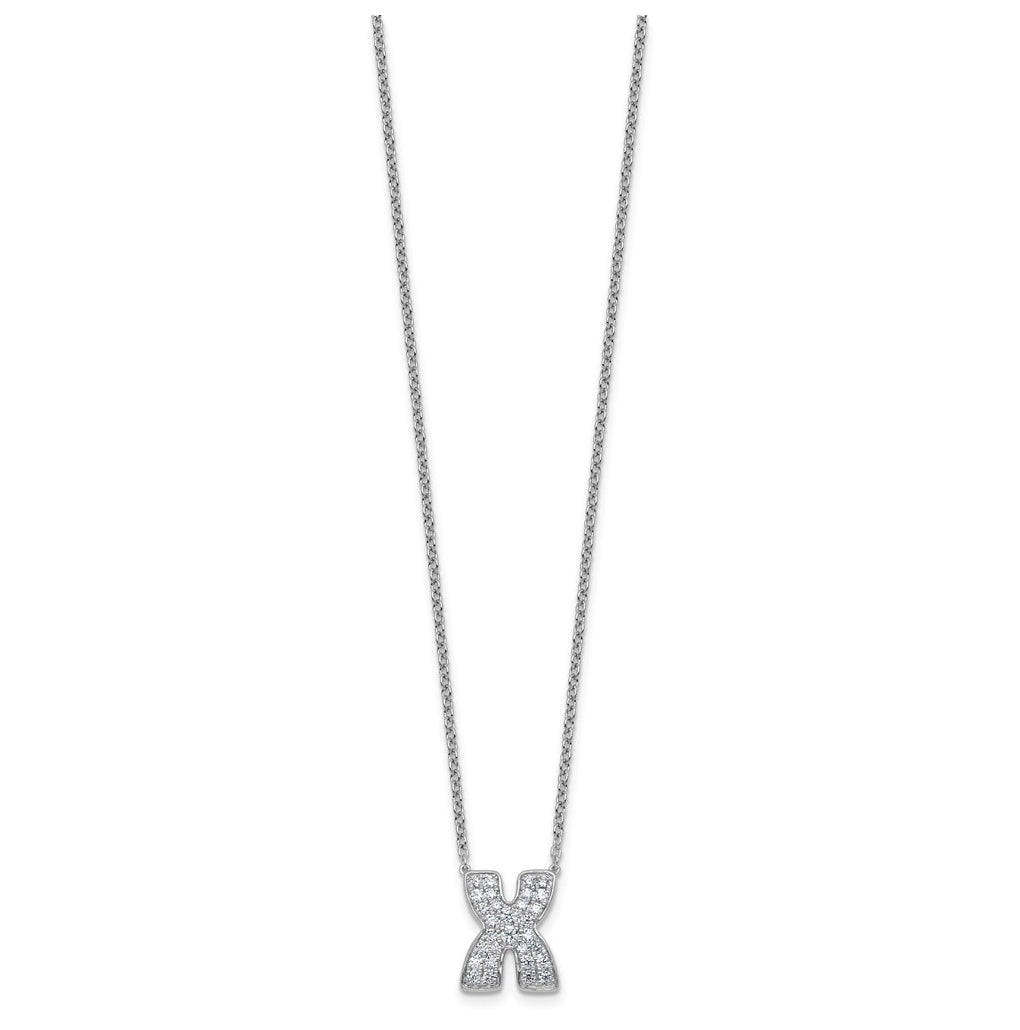 14k White Gold Lab Grown Diamond VS+ F+ Complete Letter 18 inch Initial Necklace