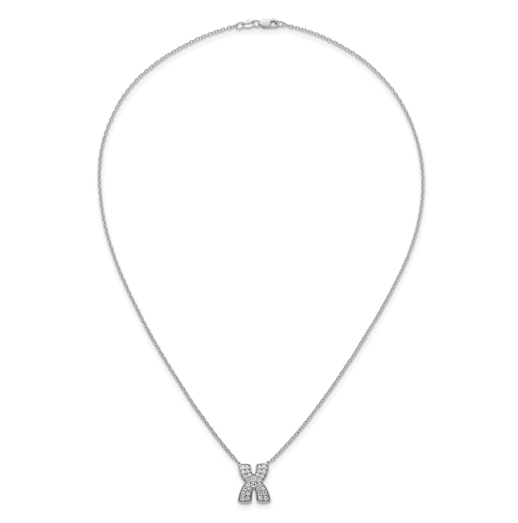 14k White Gold Lab Grown Diamond VS+ F+ Complete Letter 18 inch Initial Necklace