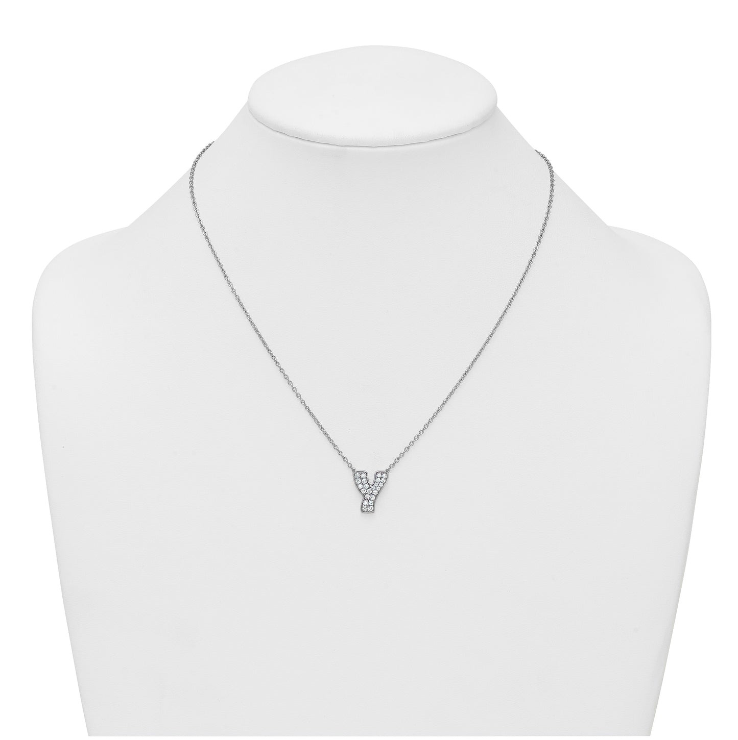 14k White Gold Lab Grown Diamond VS+ F+ Complete Letter 18 inch Initial Necklace