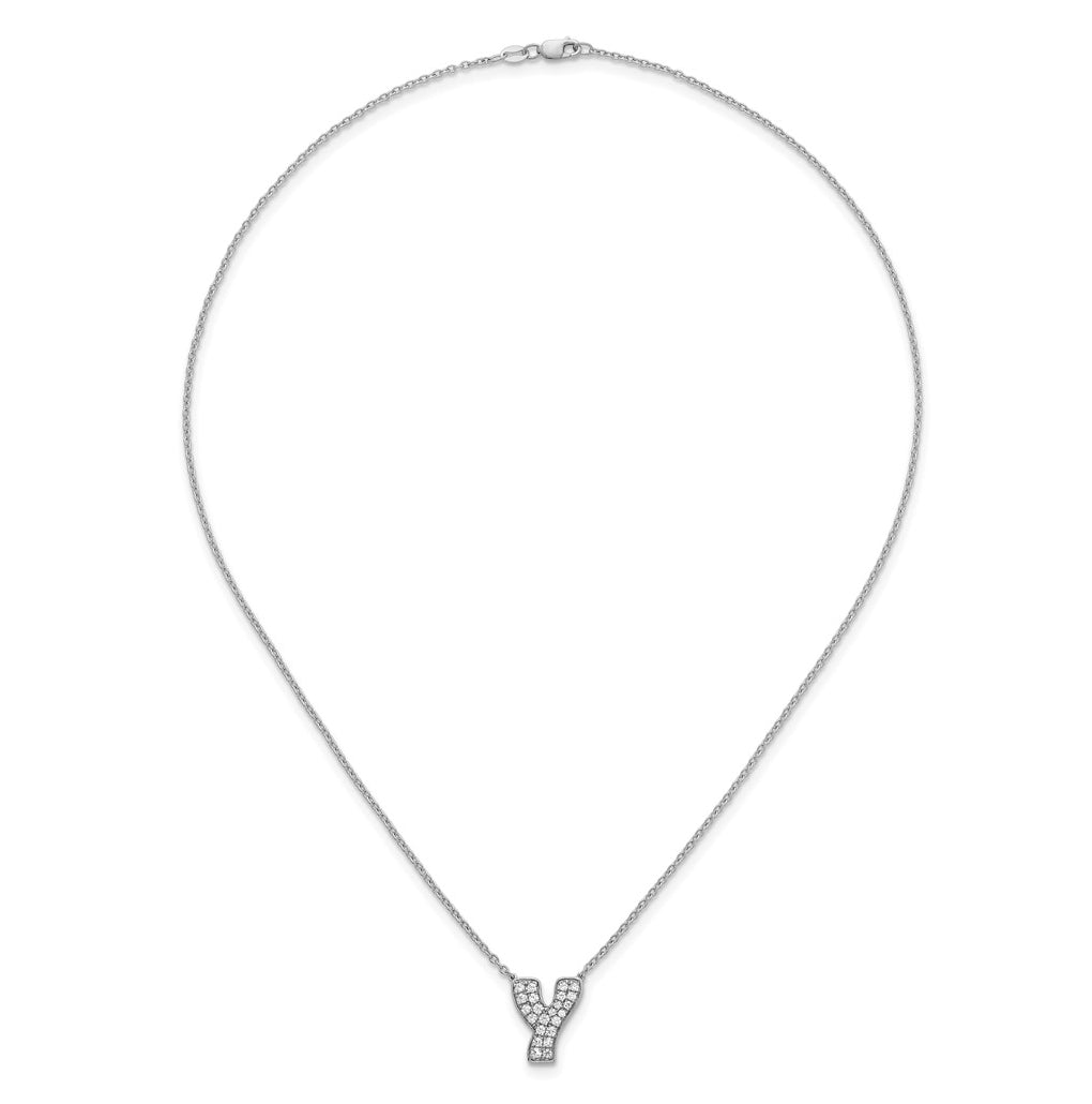 14k White Gold Lab Grown Diamond VS+ F+ Complete Letter 18 inch Initial Necklace