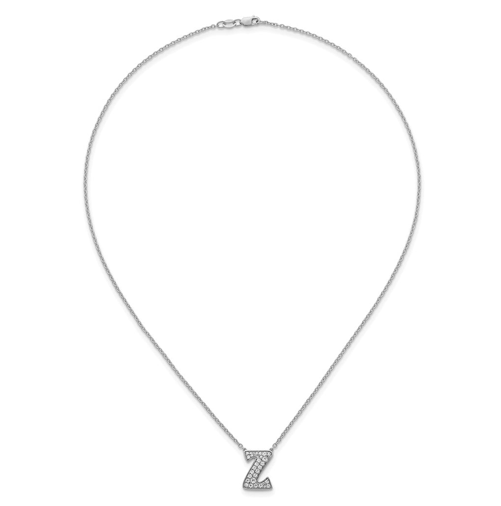 14k White Gold Lab Grown Diamond VS+ F+ Complete Letter 18 inch Initial Necklace