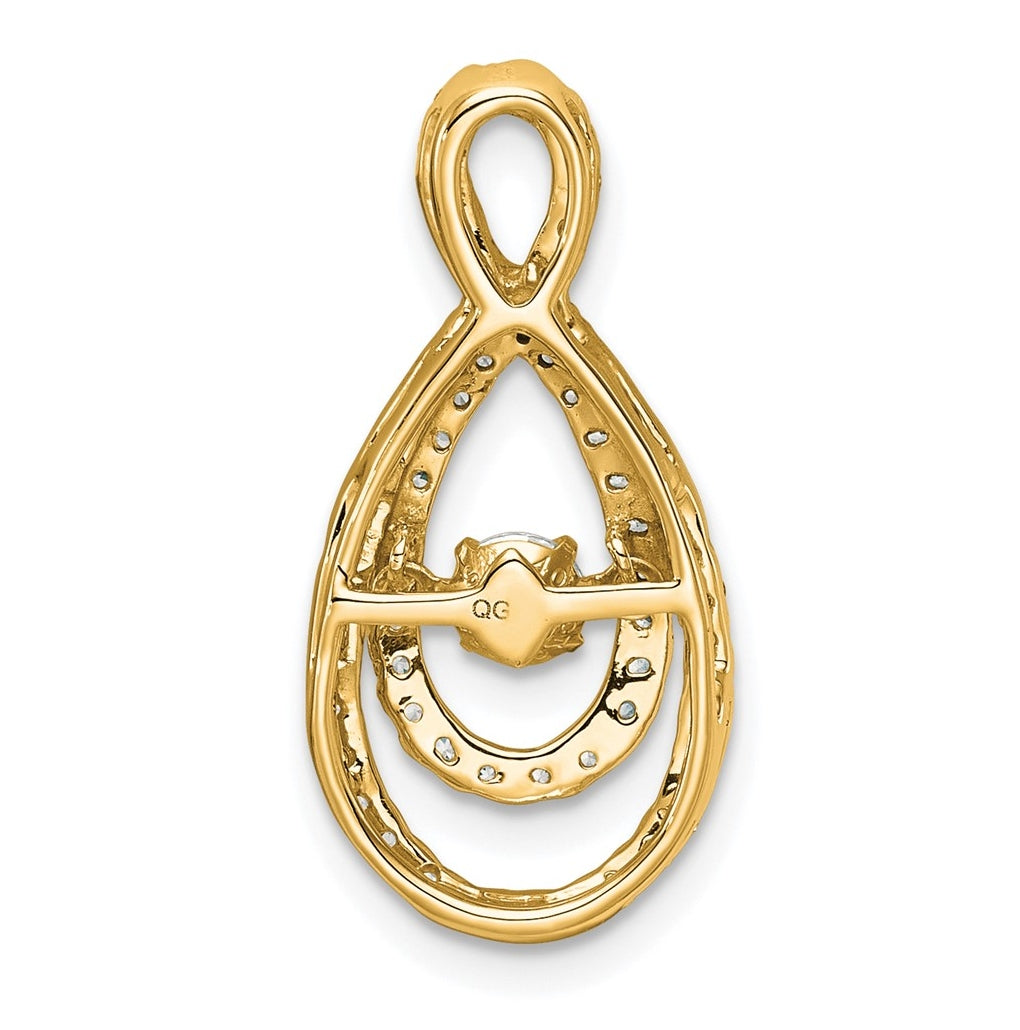 14k Yellow Gold 1/2 carat Lab Grown Diamond VS+ F+ Complete Teardrop Pendant