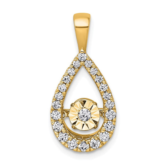 14k Yellow Gold 1/2 carat Lab Grown Diamond VS+ F+ Complete Teardrop Pendant