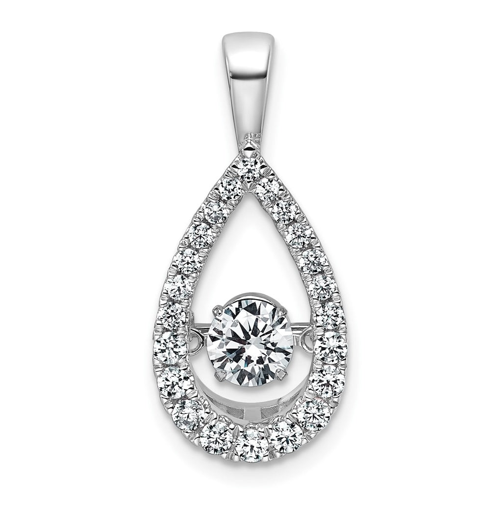 14k White Gold 7/8 carat Lab Grown Diamond VS+ F+ Complete Teardrop Pendant