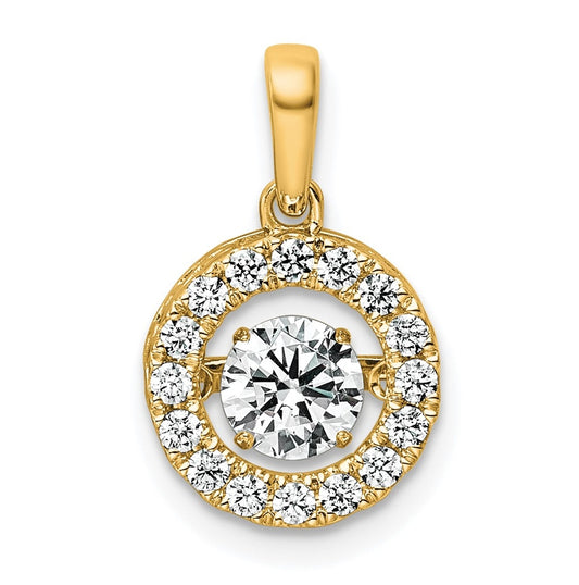 14k Yellow Gold 3/4 carat Lab Grown Diamond VS+ F+ Complete Vibrant Circle Pendant