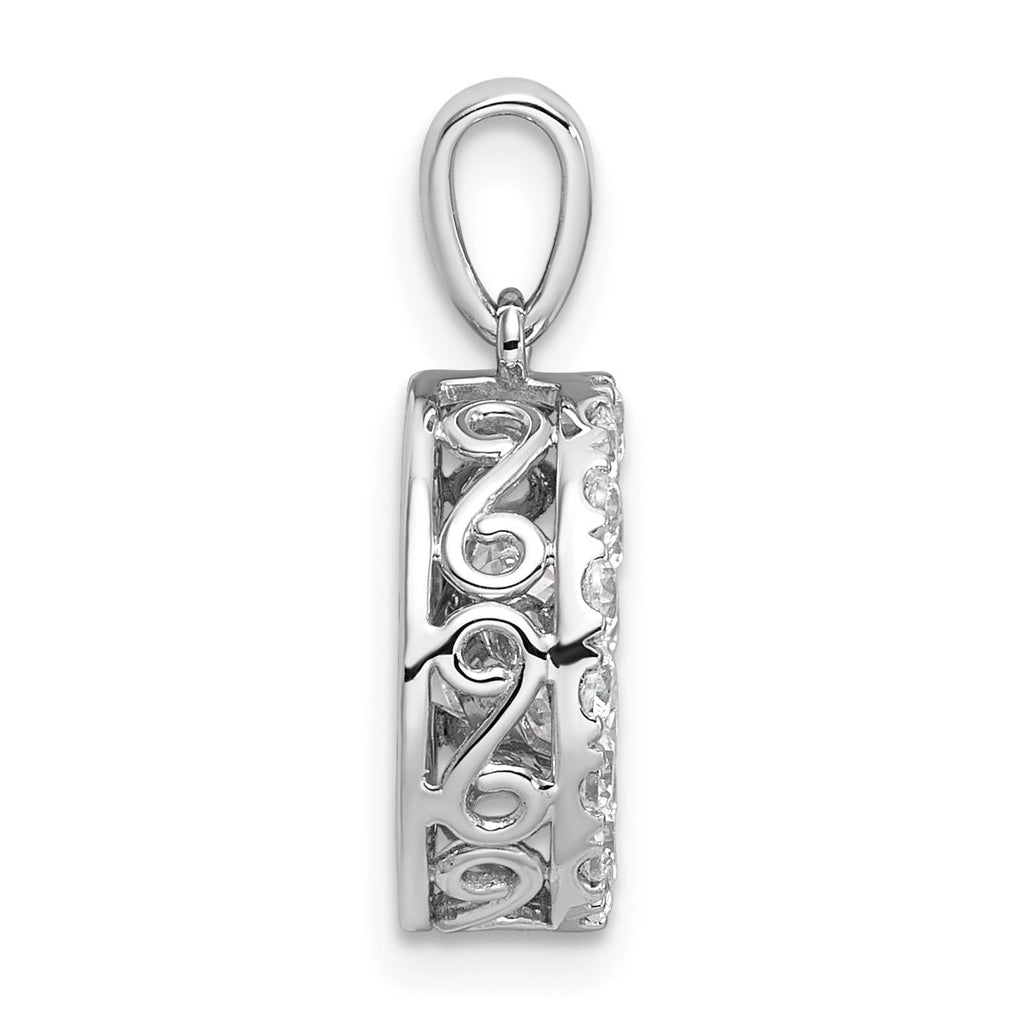 14k White Gold 1 1/2 carat Lab Grown Diamond VS+ F+ Complete Vibrant Circle Pendant