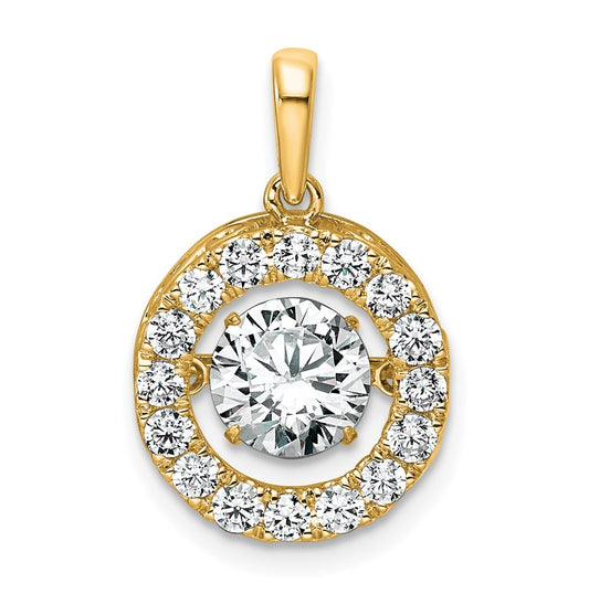 14k Yellow Gold 1 1/2 carat Lab Grown Diamond VS+ F+ Complete Vibrant Circle Pendant