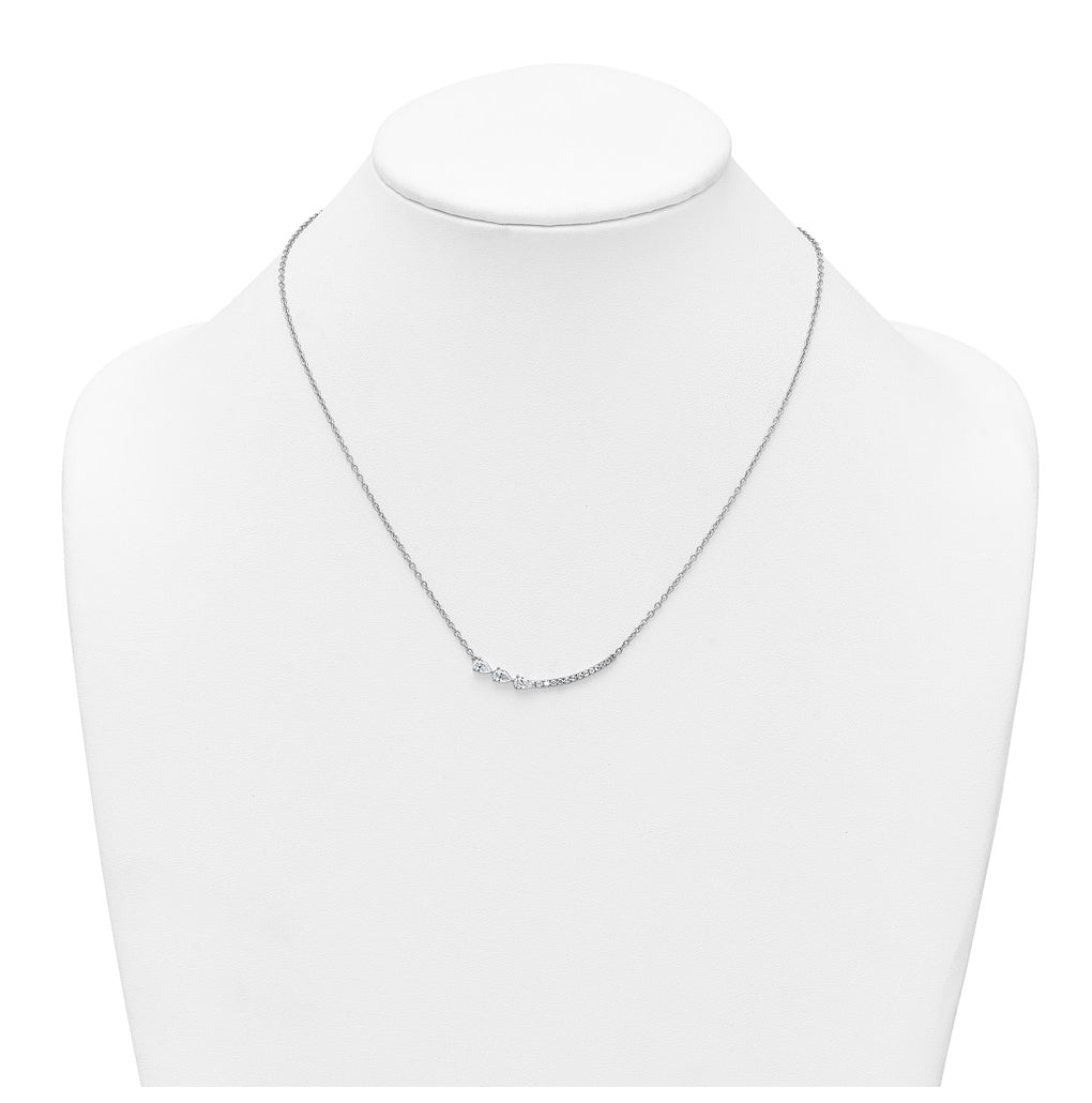 14k White Gold 3/4 carat Lab Grown Daimond VS+ F+ Complete 18 inch Fashion Bar Necklace