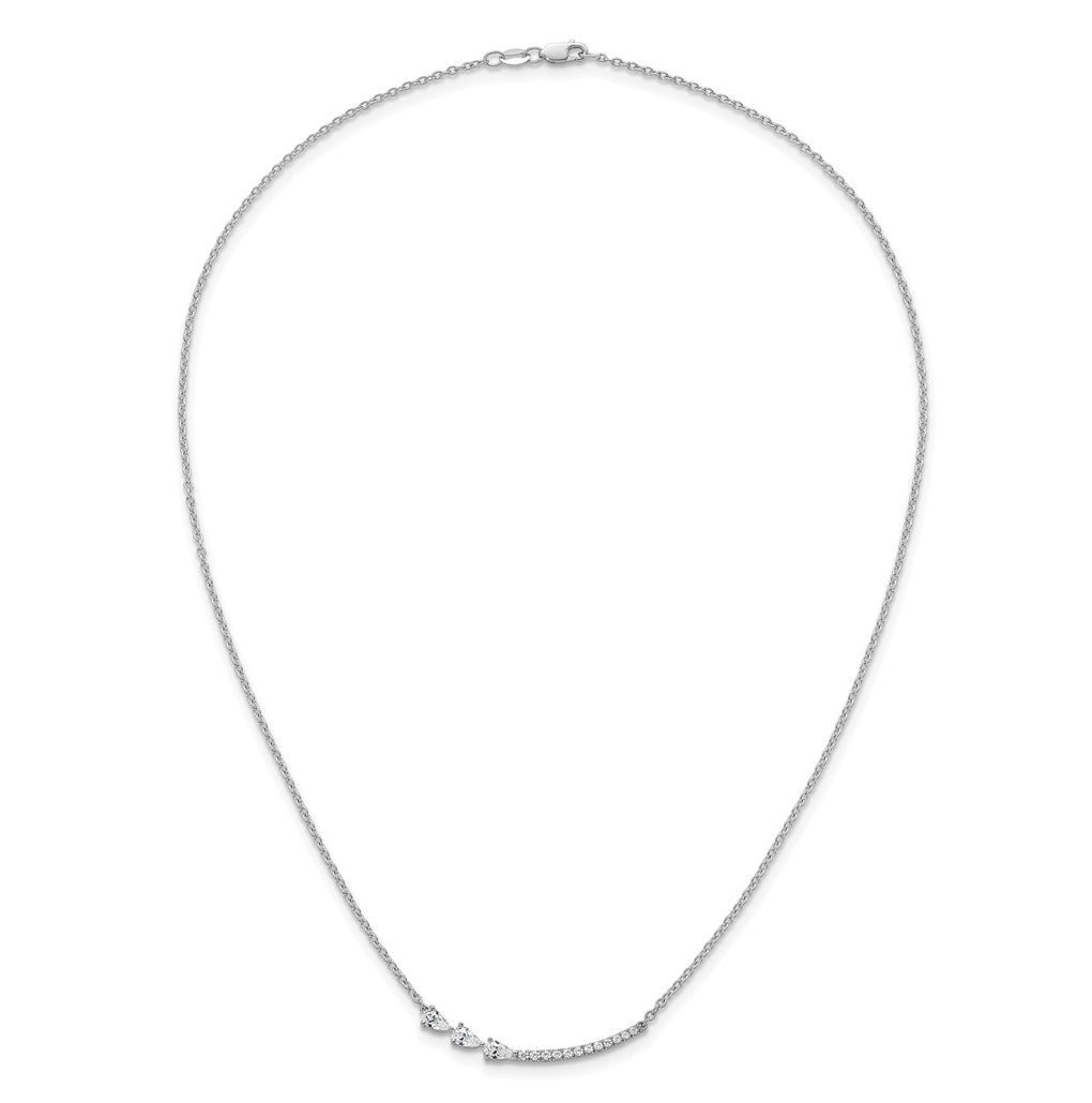 14k White Gold 3/4 carat Lab Grown Daimond VS+ F+ Complete 18 inch Fashion Bar Necklace