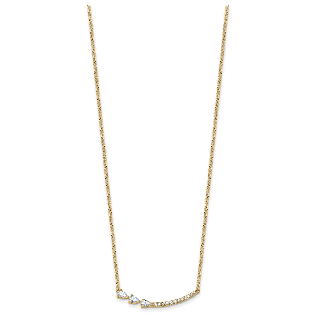 14k Yellow Gold 3/4 carat Lab Grown Diamond VS+ F+ Complete 18 inch Fashion Bar Necklace