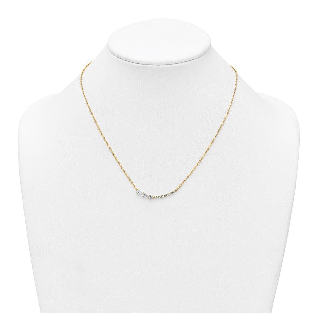 14k Yellow Gold 3/4 carat Lab Grown Diamond VS+ F+ Complete 18 inch Fashion Bar Necklace