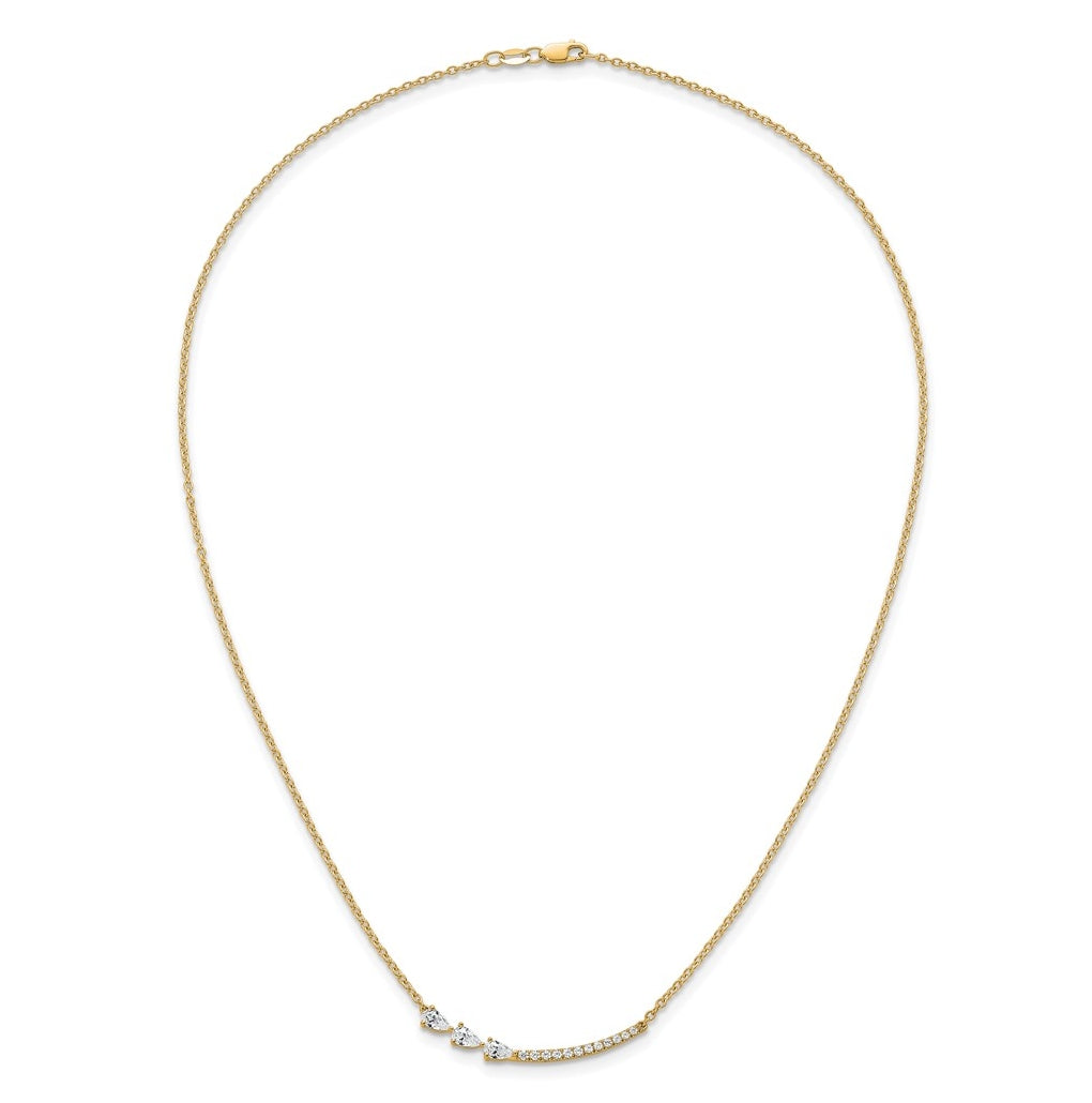 14k Yellow Gold 3/4 carat Lab Grown Diamond VS+ F+ Complete 18 inch Fashion Bar Necklace