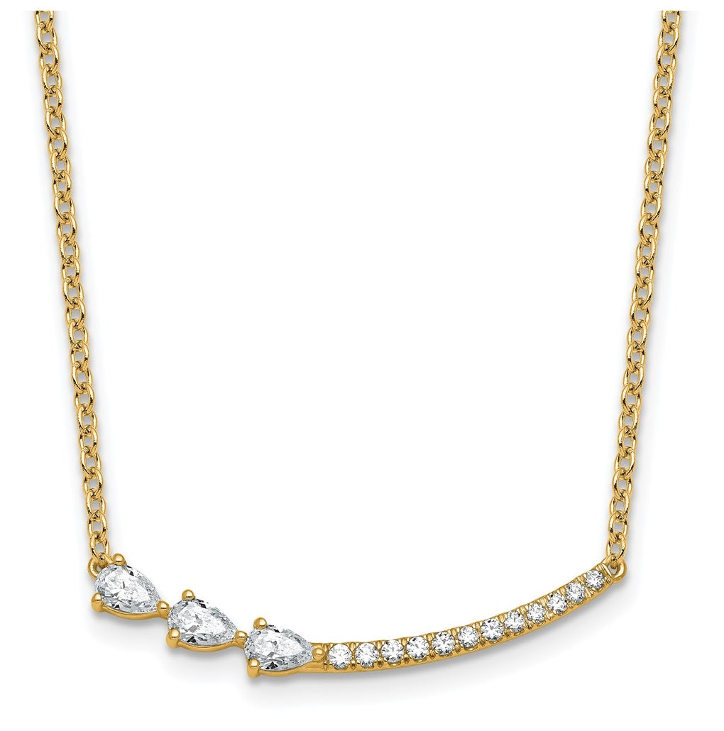 14k Yellow Gold 3/4 carat Lab Grown Diamond VS+ F+ Complete 18 inch Fashion Bar Necklace