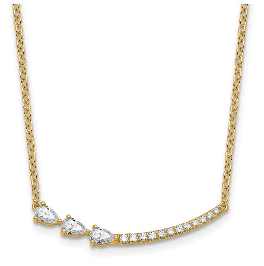14k Yellow Gold 3/4 carat Lab Grown Diamond VS+ F+ Complete 18 inch Fashion Bar Necklace