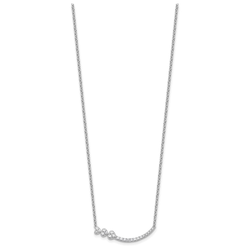 14k White Gold 3/8 carat Lab Grown Diamond VS+ F+ Complete 18 inch Fashion Hearts Bar Necklace