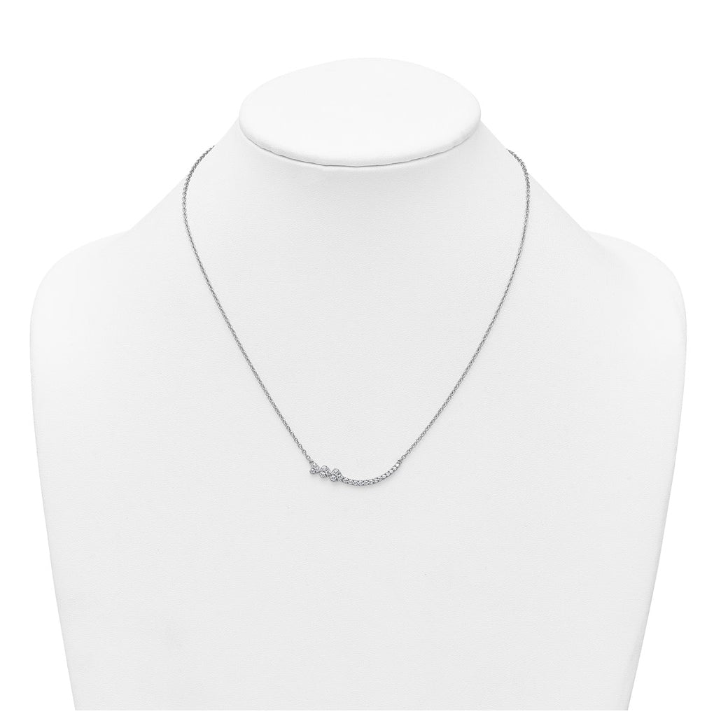 14k White Gold 3/8 carat Lab Grown Diamond VS+ F+ Complete 18 inch Fashion Hearts Bar Necklace