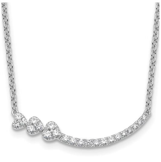 14k White Gold 3/8 carat Lab Grown Diamond VS+ F+ Complete 18 inch Fashion Hearts Bar Necklace