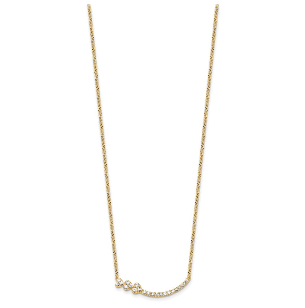 14k Yellow Gold 3/8 carat Lab Grown Diamond VS+ F+ Complete 18 inch Fashion Hearts Bar Necklace