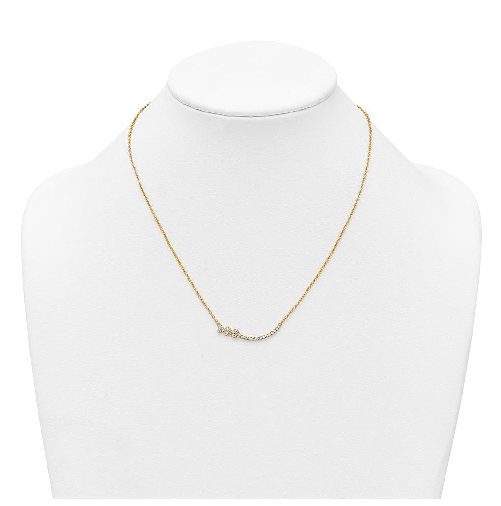 14k Yellow Gold 3/8 carat Lab Grown Diamond VS+ F+ Complete 18 inch Fashion Hearts Bar Necklace