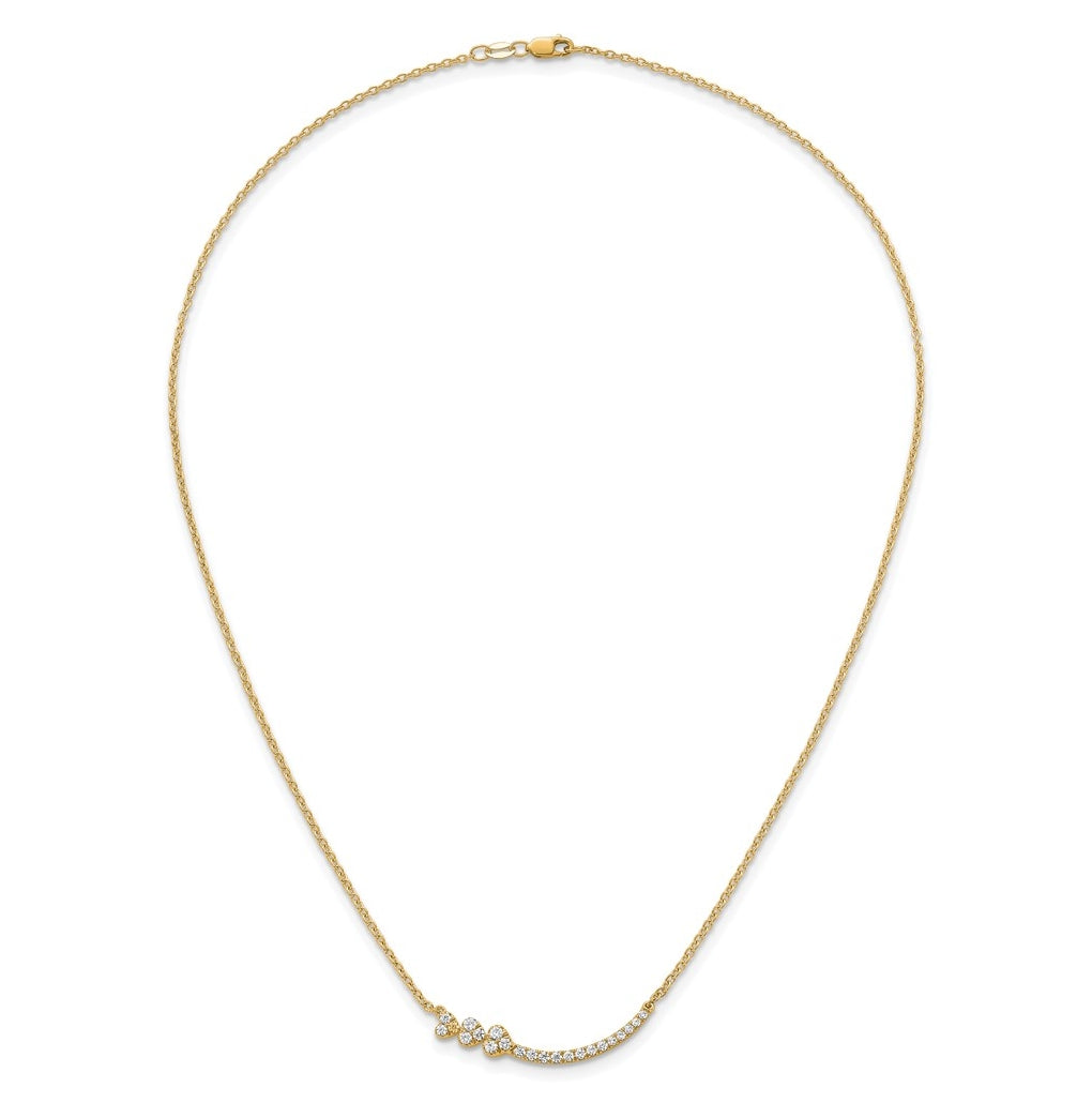 14k Yellow Gold 3/8 carat Lab Grown Diamond VS+ F+ Complete 18 inch Fashion Hearts Bar Necklace