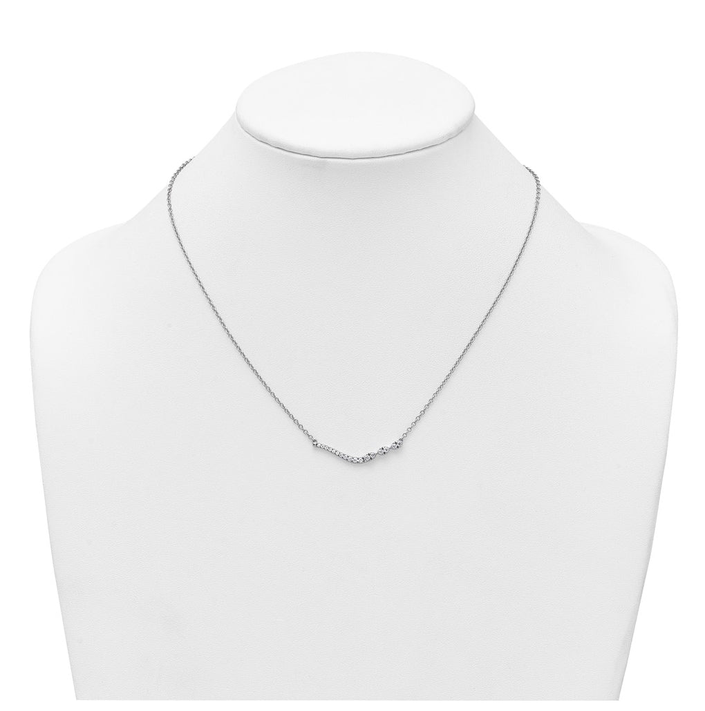 14k White Gold 1/3 carat Lab Grown Diamond VS+ F+ Complete 18 inch Fashion Bar Necklace