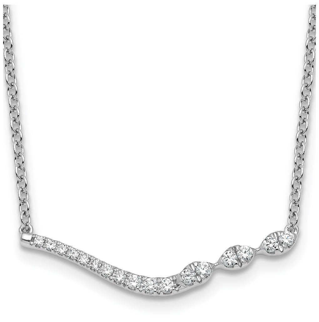 14k White Gold 1/3 carat Lab Grown Diamond VS+ F+ Complete 18 inch Fashion Bar Necklace