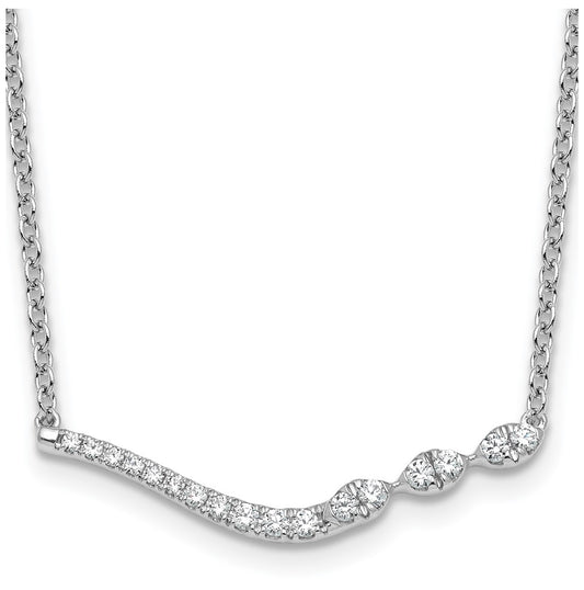 14k White Gold 1/3 carat Lab Grown Diamond VS+ F+ Complete 18 inch Fashion Bar Necklace