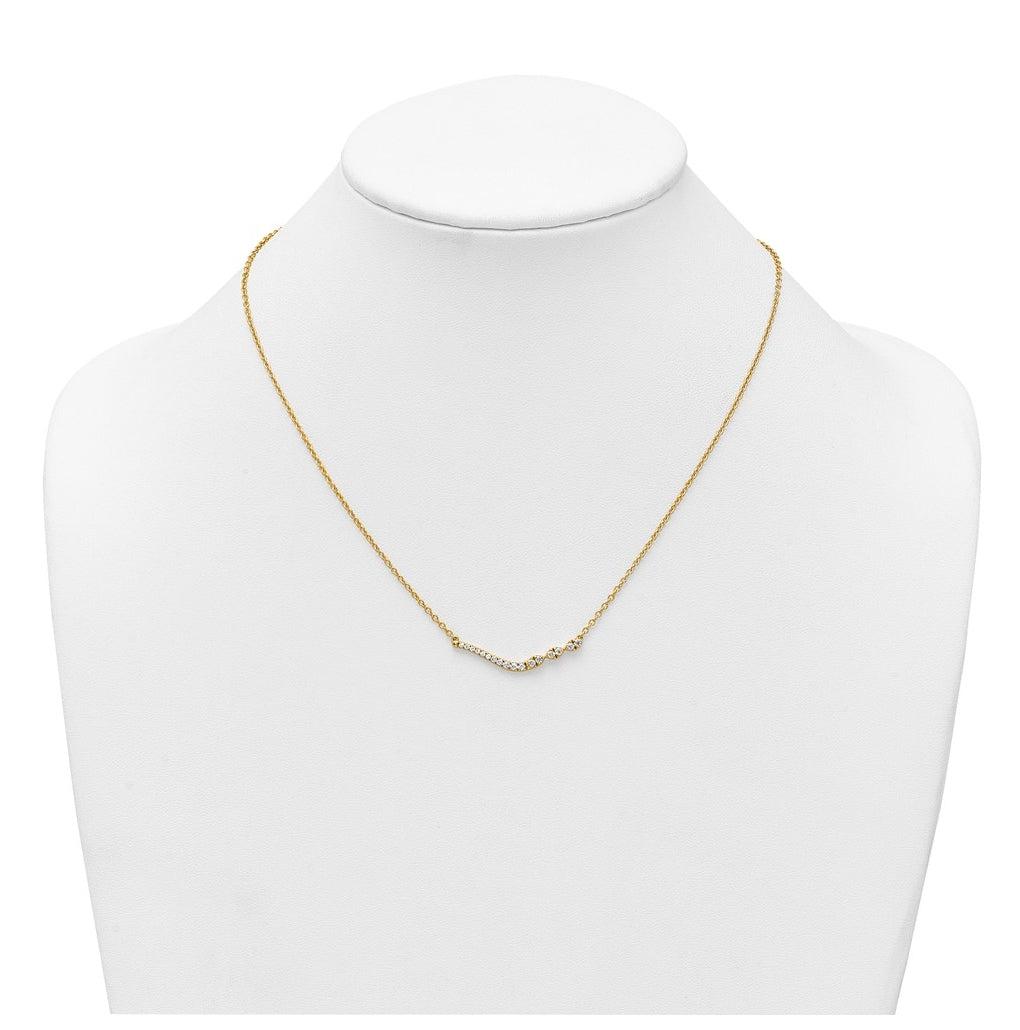 14k Yellow Gold 1/3 carat Lab Grown Diamond VS+ F+ Complete 18 inch Fashion Bar Necklace