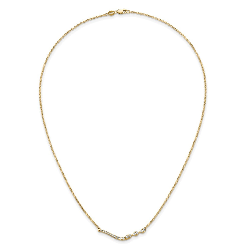 14k Yellow Gold 1/3 carat Lab Grown Diamond VS+ F+ Complete 18 inch Fashion Bar Necklace